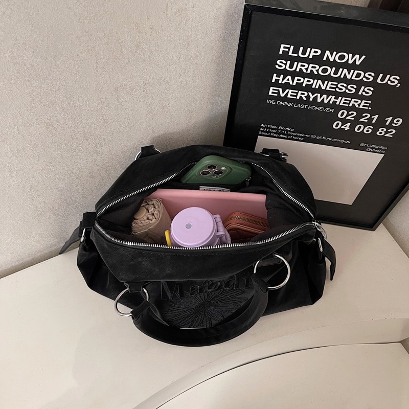 Retro Suede Tote Bag Large Capacity Handbag For Women Casual Commuter Shoulder Bag 3