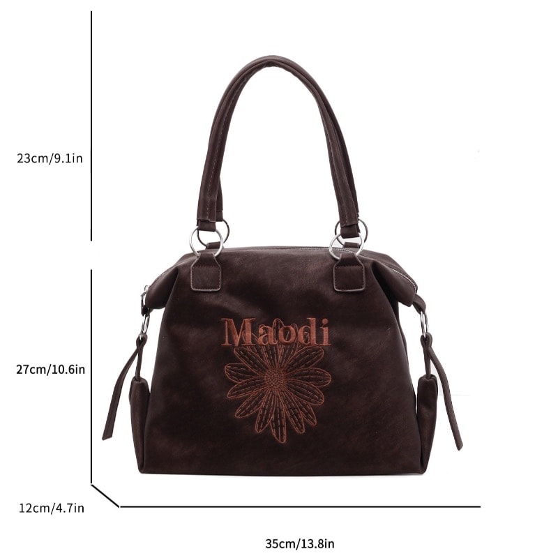 Retro Suede Tote Bag Large Capacity Handbag For Women Casual Commuter Shoulder Bag 4