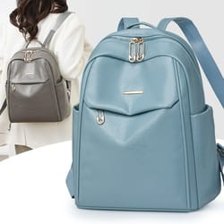 waterproof pu leather backpack purse for women large capacity casual school travel bag
