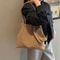 Elegant Suede Tote Bag for Women Large Work Shoulder Bag with Detachable Pouch