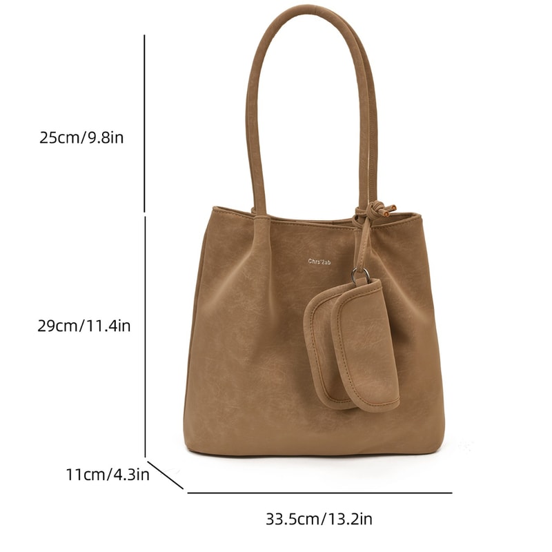 Elegant Suede Tote Bag for Women Large Work Shoulder Bag with Detachable Pouch