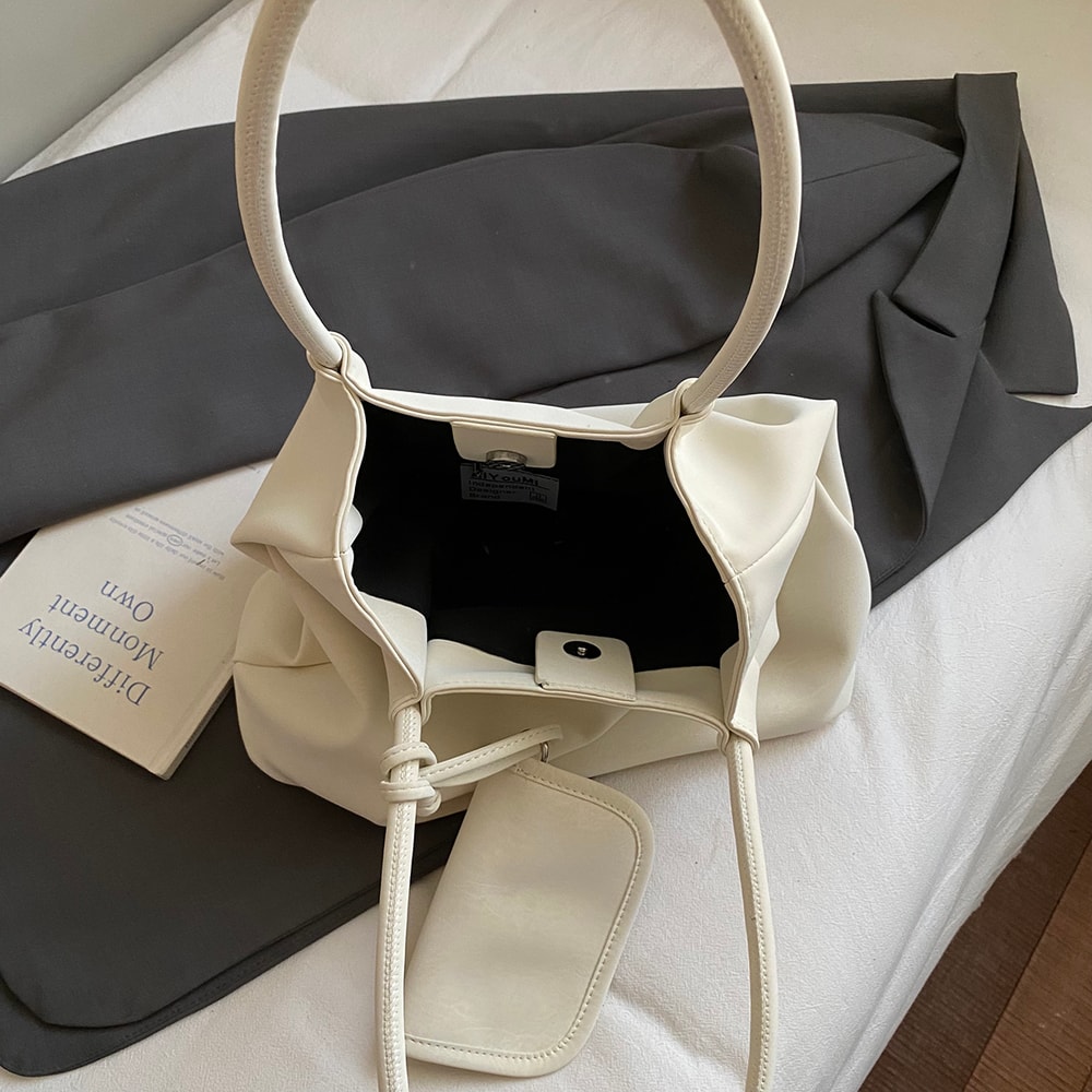 Elegant Suede Tote Bag for Women Large Work Shoulder Bag with Detachable Pouch