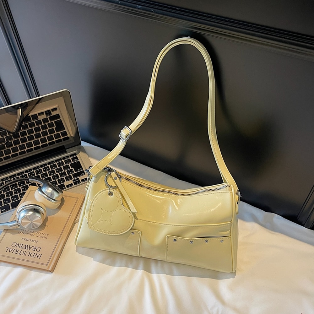 Elegant PU Leather Women Shoulder Bag Large Capacity Designer Underarm Handbag 1