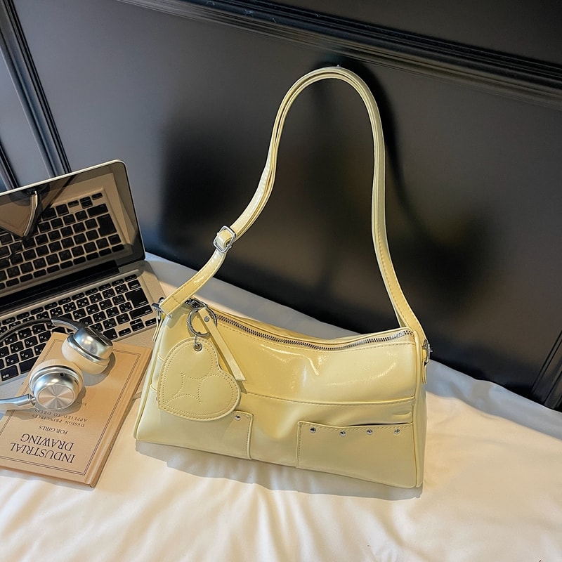 Elegant PU Leather Women Shoulder Bag Large Capacity Designer Underarm Handbag 1