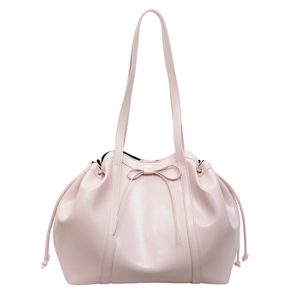 Elegant PU Leather Shoulder Bag With Bow Large Capacity Fashion Underarm Tote For Women 5