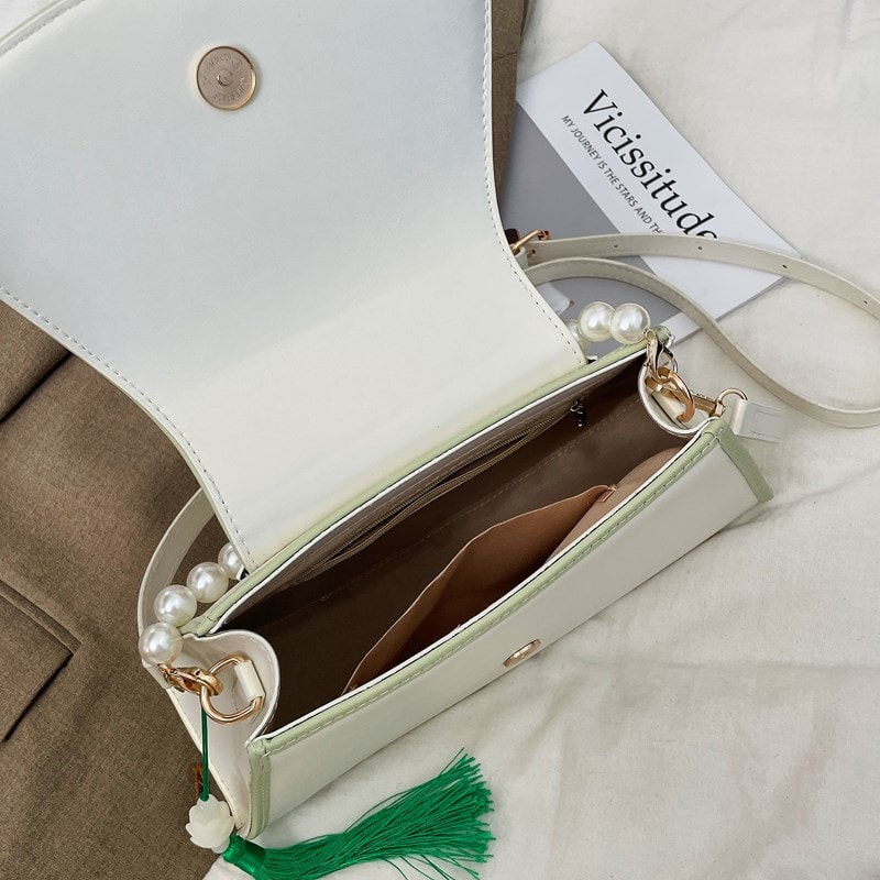 Vintage Embroidered Crossbody Bag With Beaded Detail PU Leather Hanfu Style Shoulder Bag 3