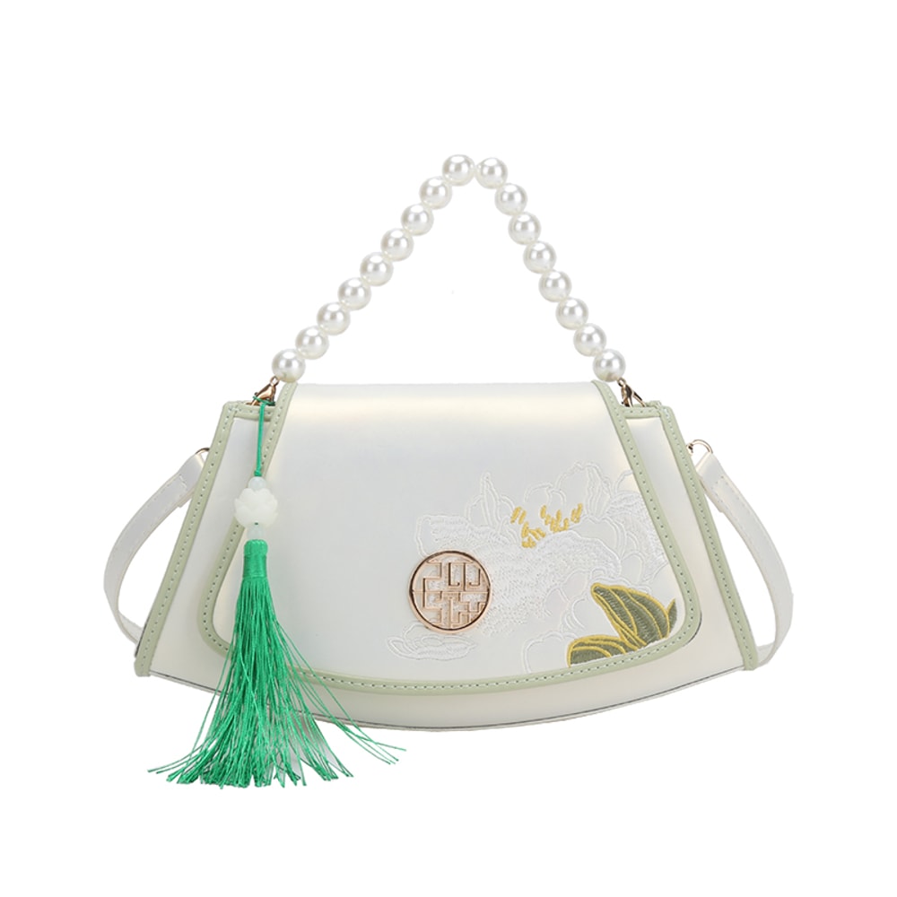 Vintage Embroidered Crossbody Bag With Beaded Detail PU Leather Hanfu Style Shoulder Bag 5