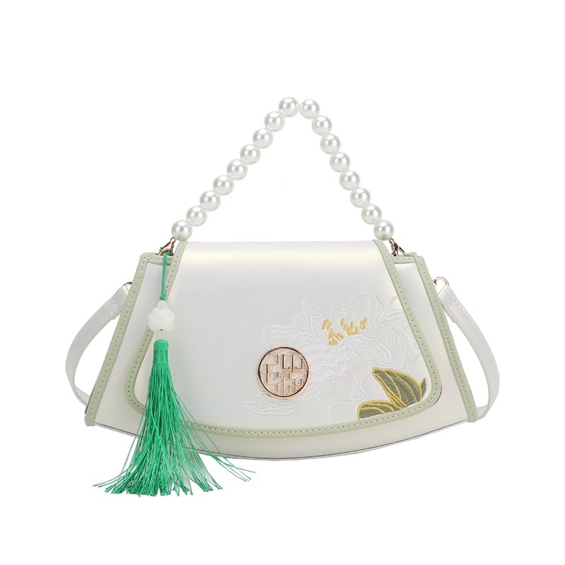 Vintage Embroidered Crossbody Bag With Beaded Detail PU Leather Hanfu Style Shoulder Bag 5