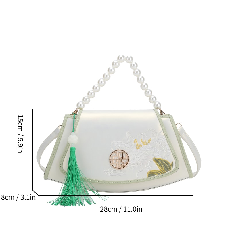 Vintage Embroidered Crossbody Bag With Beaded Detail PU Leather Hanfu Style Shoulder Bag 4