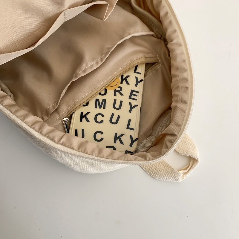 Small Canvas Backpack for Women Lightweight Casual Cotton School Bag for Teen Girls