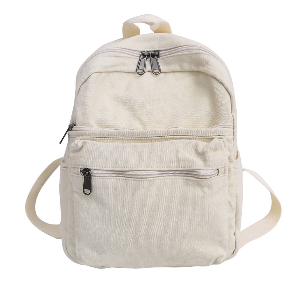 Small Canvas Backpack for Women Lightweight Casual Cotton School Bag for Teen Girls