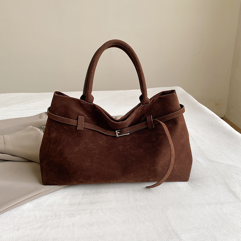 Vintage Leather Tote Bag Stylish Large Capacity Shoulder & Underarm Bag with Buckle Fastening