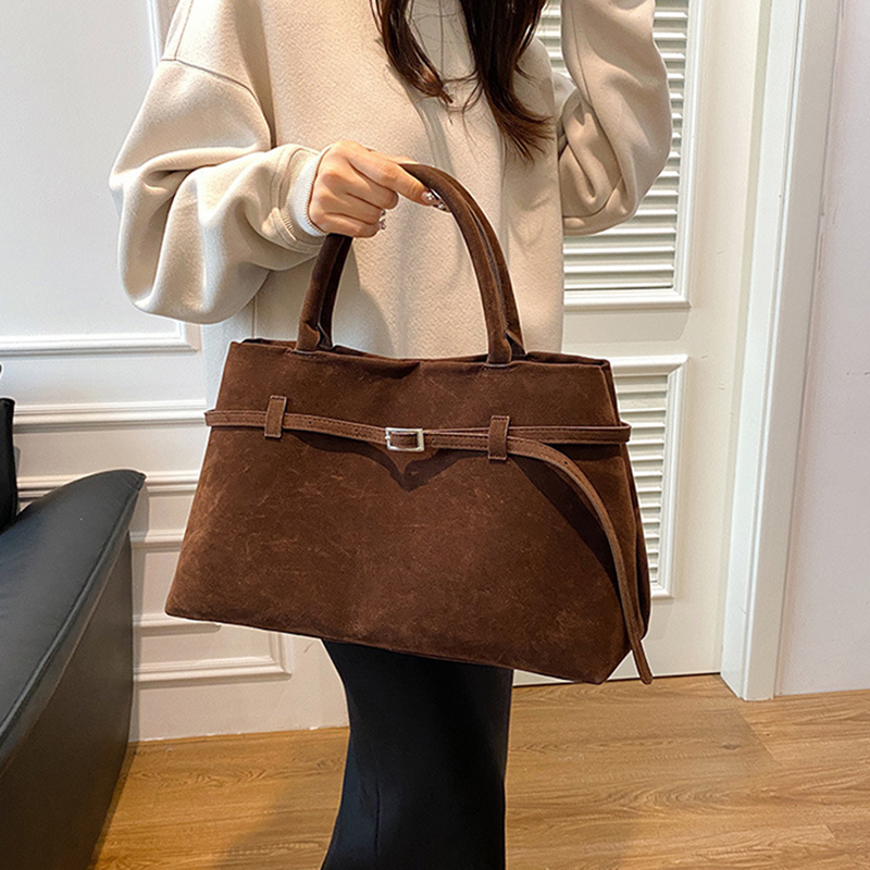 Vintage Leather Tote Bag Stylish Large Capacity Shoulder & Underarm Bag with Buckle Fastening