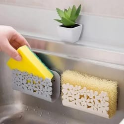 multi use kitchen sponge holder & dish cloth rack clip organizer