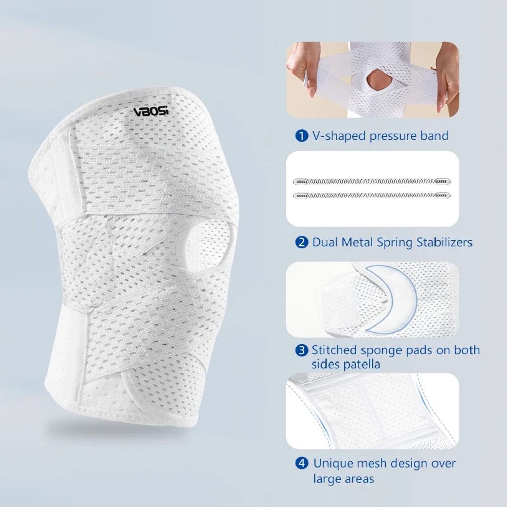 Breathable Knee Support Brace with Side Stabilizers for Pain Relief and Sports Recovery