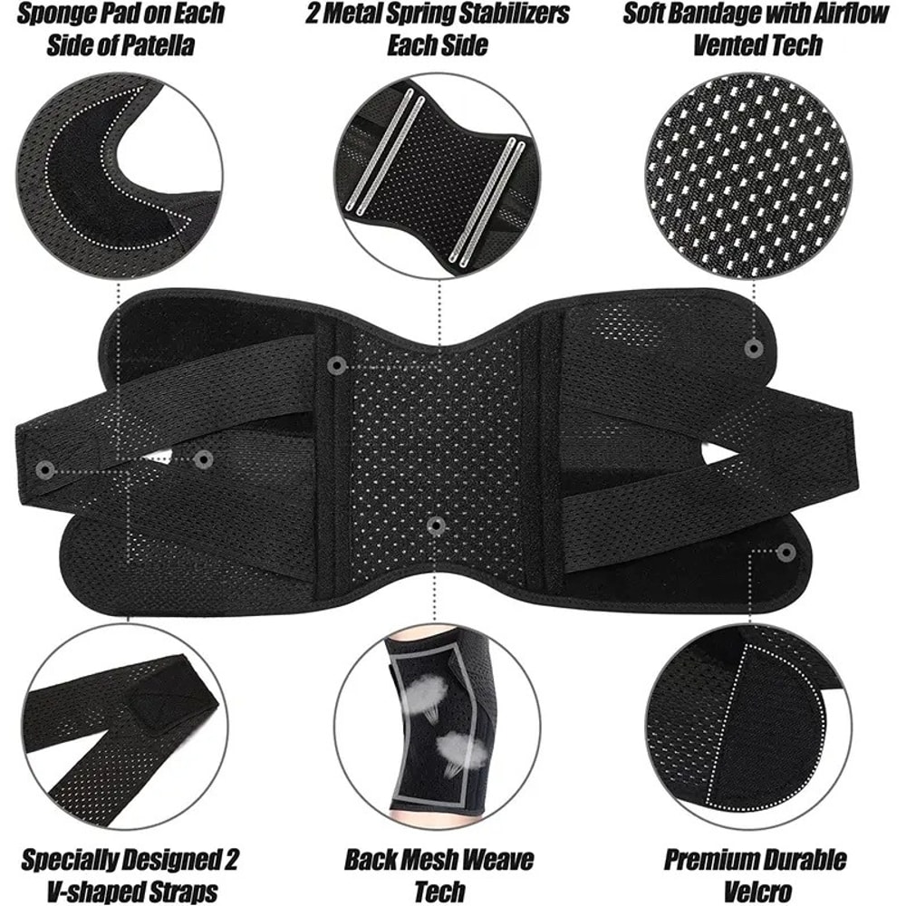 Breathable Knee Support Brace with Side Stabilizers for Pain Relief and Sports Recovery