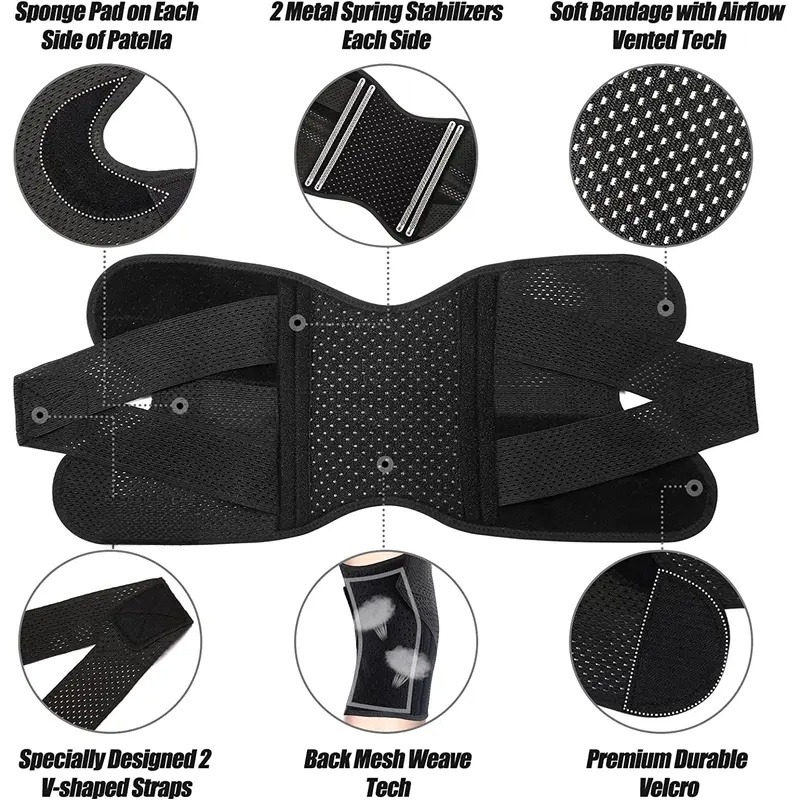 Breathable Knee Support Brace with Side Stabilizers for Pain Relief and Sports Recovery