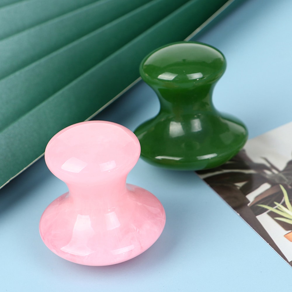 Natural Rose Quartz Mushroom Facial Massager Acupuncture Back & Foot Massage Tool for Relaxation