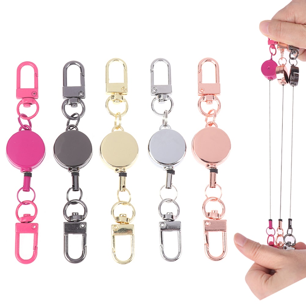 Sporty Retractable Keychain With Anti Theft Design Easy To Pull Durable Elastic Key Ring 0