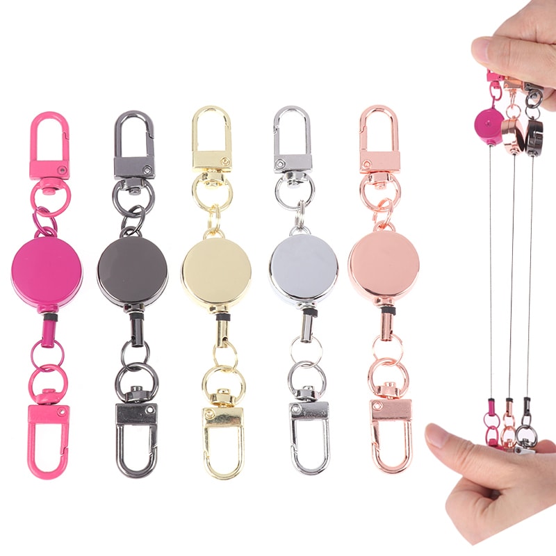 Sporty Retractable Keychain With Anti Theft Design Easy To Pull Durable Elastic Key Ring 0