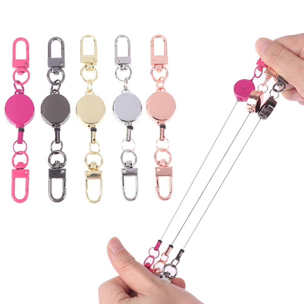 Sporty Retractable Keychain With Anti Theft Design Easy To Pull Durable Elastic Key Ring 2