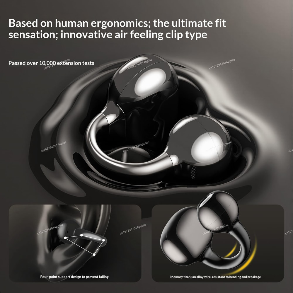 Premium Bluetooth Clip On Wireless Earphones With Mic Long Battery Life Sports Headphones 1