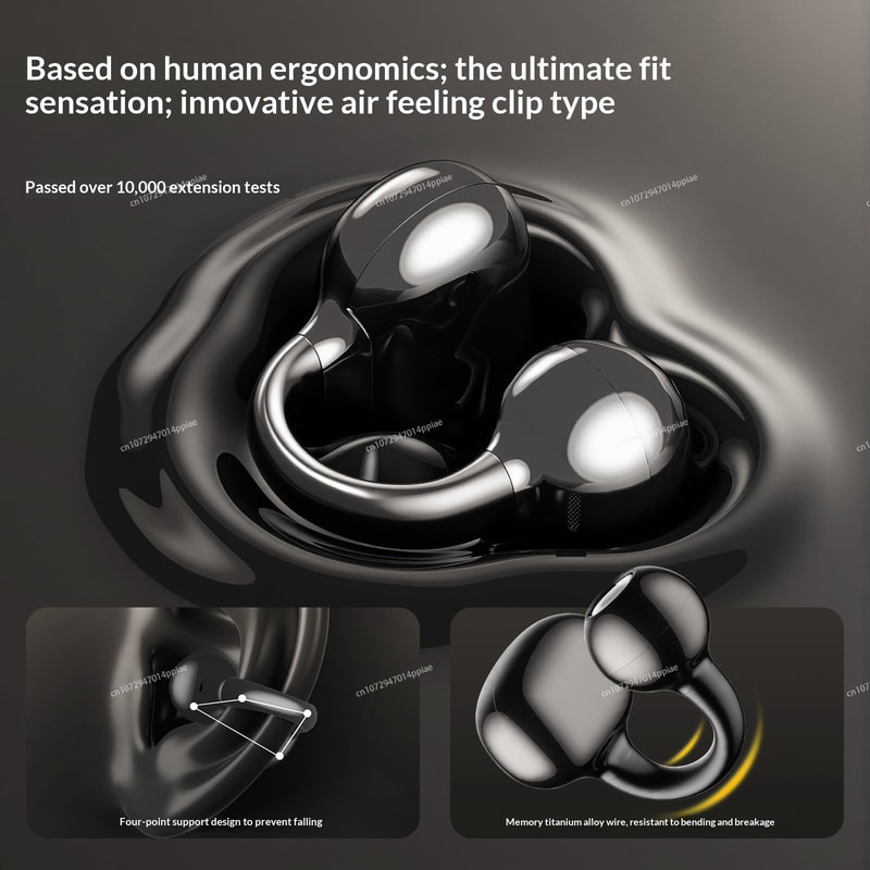 Premium Bluetooth Clip On Wireless Earphones With Mic Long Battery Life Sports Headphones 1