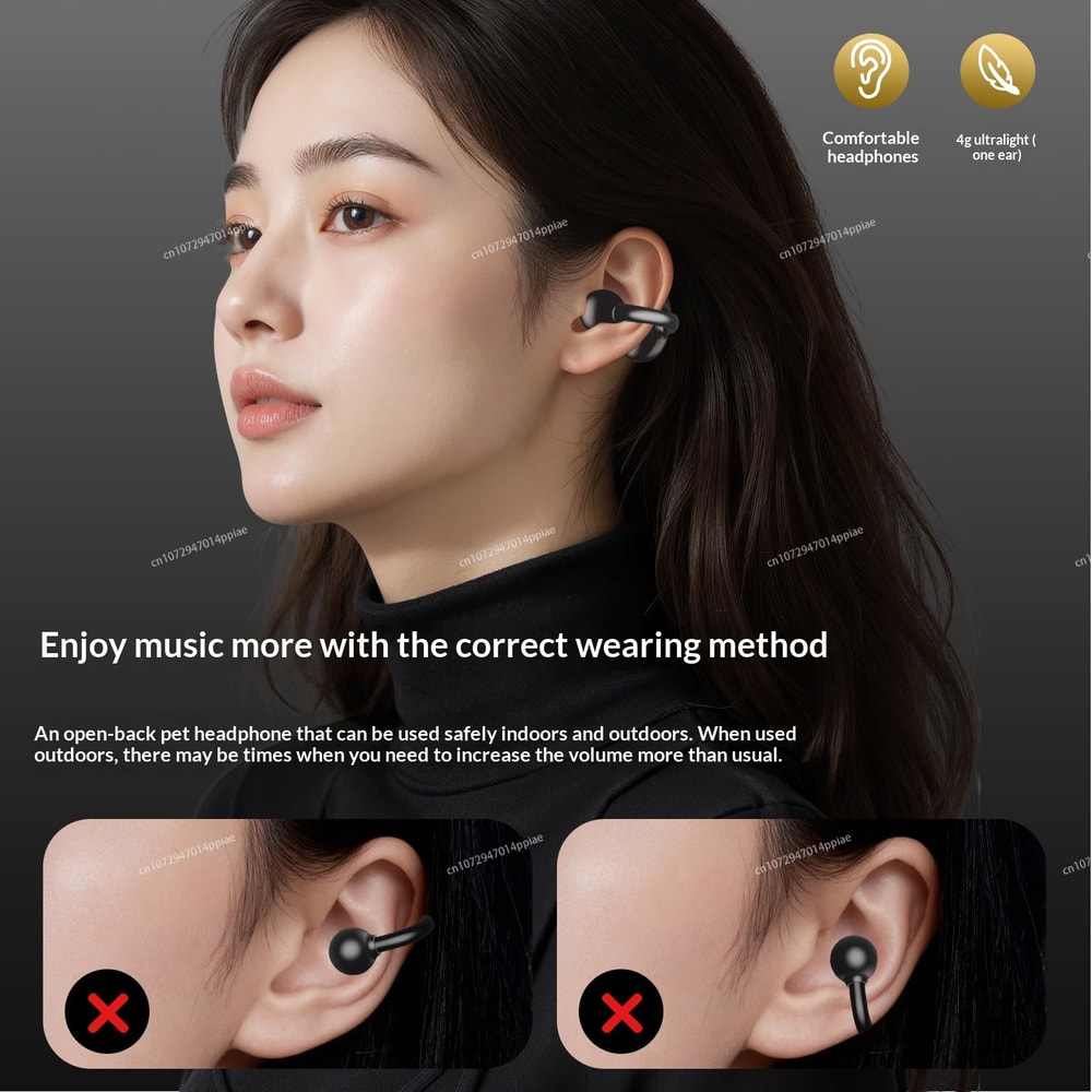 Premium Bluetooth Clip On Wireless Earphones With Mic Long Battery Life Sports Headphones 3