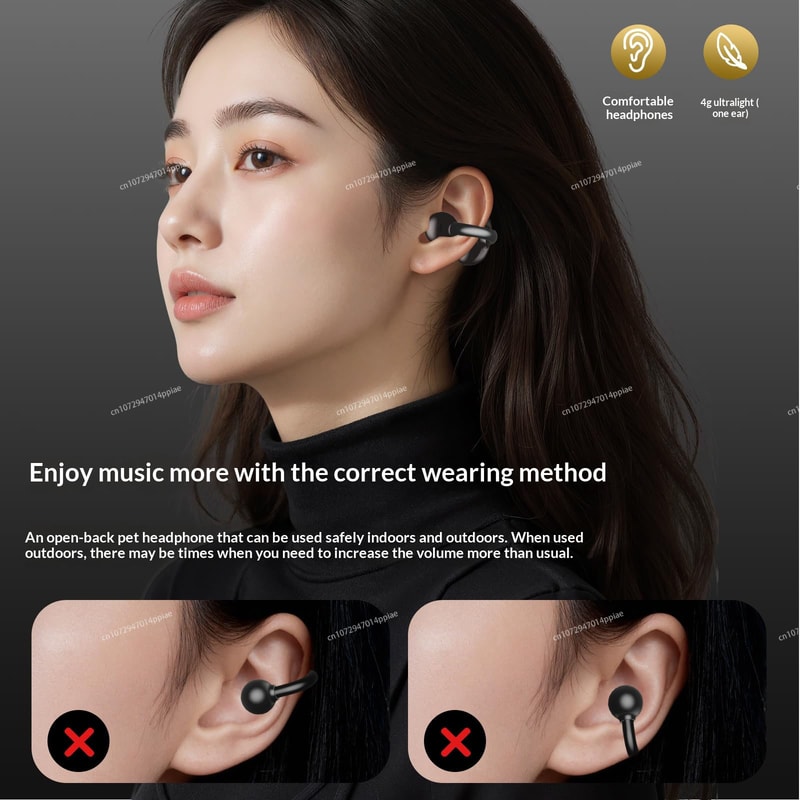 Premium Bluetooth Clip On Wireless Earphones With Mic Long Battery Life Sports Headphones 3