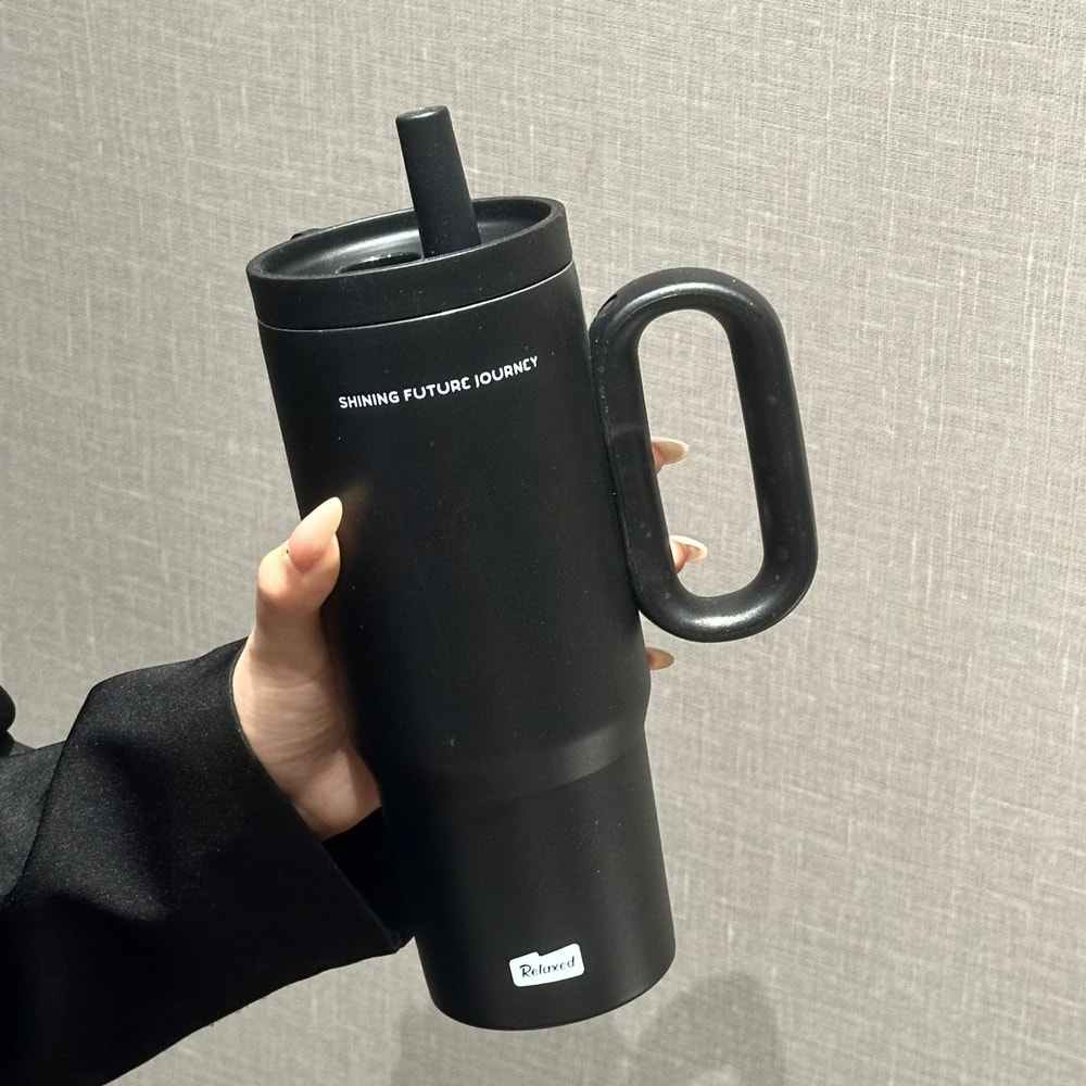 Stainless Steel Insulated Travel Mug With Straw Handle Vacuum Sealed Water Bottle For Ice Coffee 6