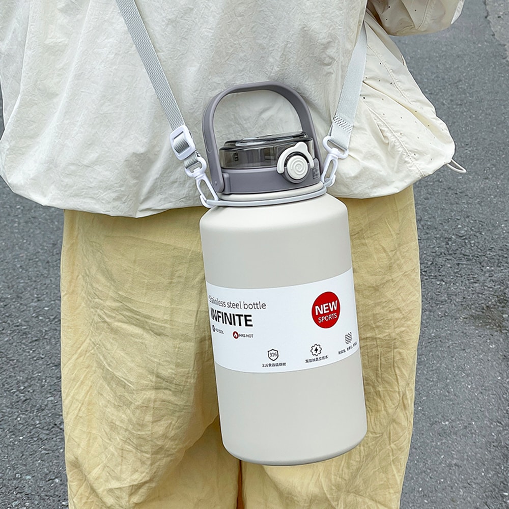 Large Capacity Stainless Steel Thermos Mug Insulated Water Bottle with Handle & Straw Leakproof Sports Bottle