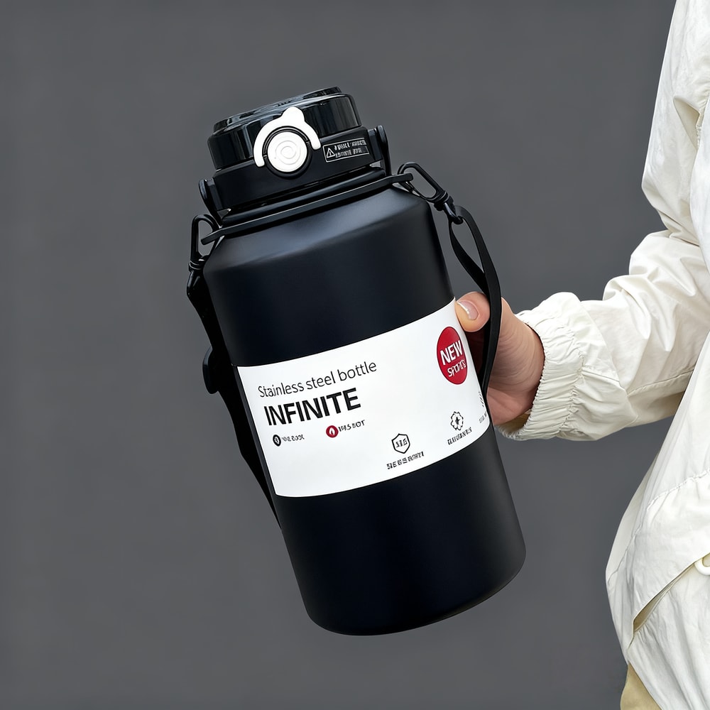 Large Capacity Stainless Steel Thermos Mug Insulated Water Bottle with Handle & Straw Leakproof Sports Bottle