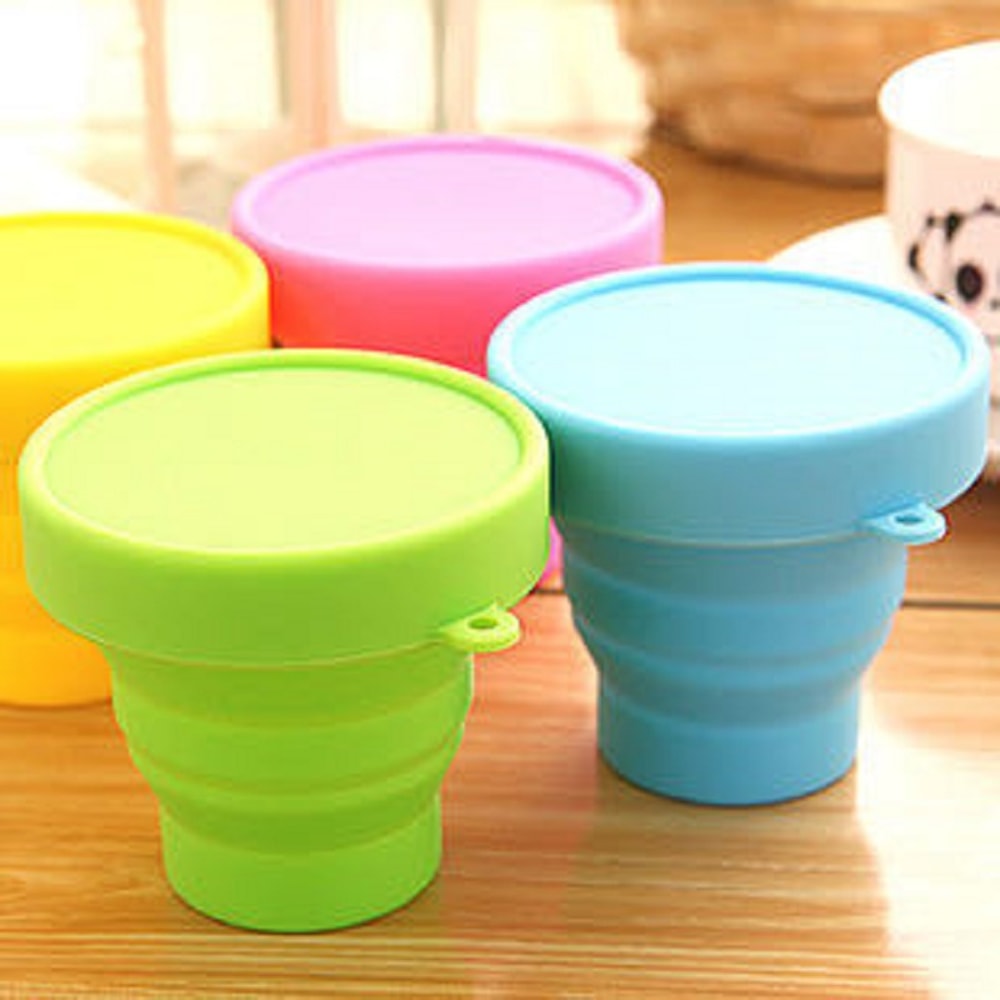 Collapsible Silicone Travel Cup With Lid Portable Telescopic Folding Water Cup For Outdoors 3