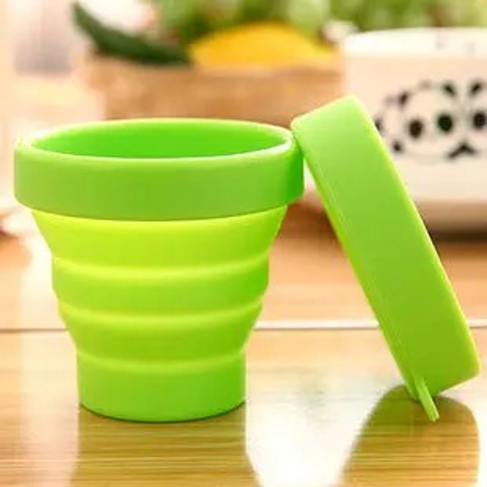 Collapsible Silicone Travel Cup With Lid Portable Telescopic Folding Water Cup For Outdoors 6