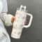 Floral Print Stainless Steel Tumbler with Straw Vacuum Insulated Ice Cold Retention Cup