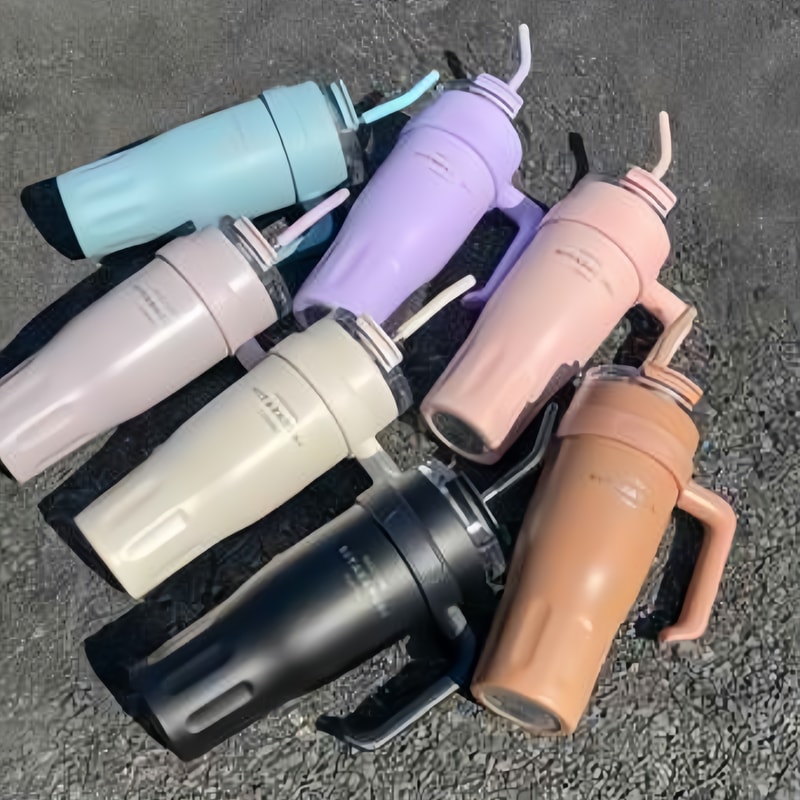 Large Capacity Stainless Steel Water Cup for Vehicles and Office Use with Straw Ice Dispenser Design