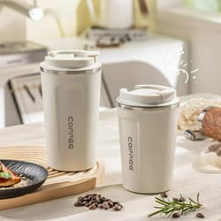 large capacity insulated stainless steel thermos cup portable double layer tumbler with lid for hot & cold drinks