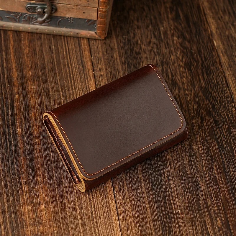 Vintage Cowhide Leather Coin Purse Headphone Holder Portable Storage Wallet For Data Cable Earphon 5