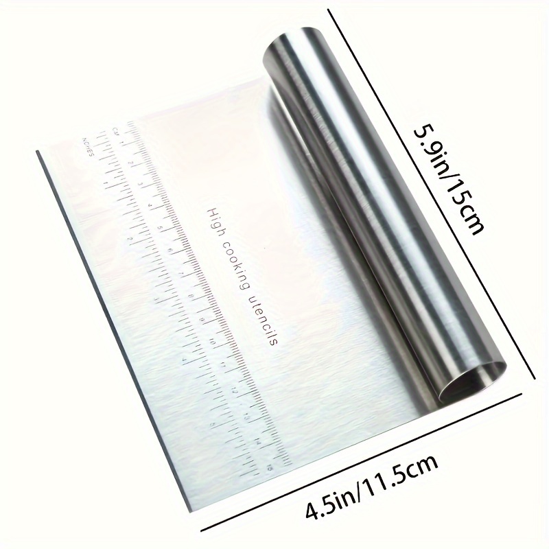 Professional Stainless Steel Bench Scraper with Measuring Scale Precision Dough Cutter & Pastry Scraper