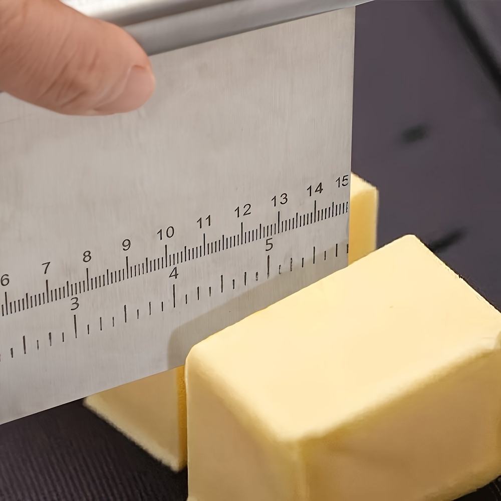 Professional Stainless Steel Bench Scraper with Measuring Scale Precision Dough Cutter & Pastry Scraper
