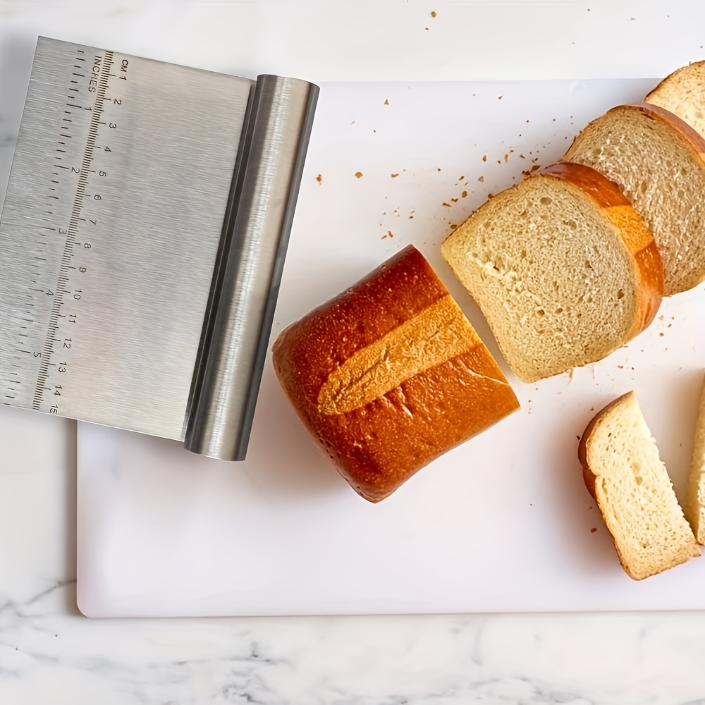 Professional Stainless Steel Bench Scraper with Measuring Scale Precision Dough Cutter & Pastry Scraper
