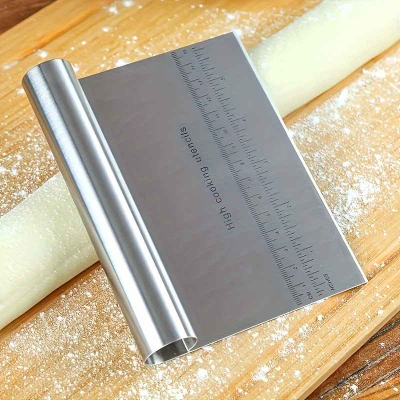 Professional Stainless Steel Bench Scraper with Measuring Scale Precision Dough Cutter & Pastry Scraper