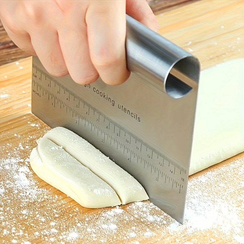 Professional Stainless Steel Bench Scraper with Measuring Scale Precision Dough Cutter & Pastry Scraper