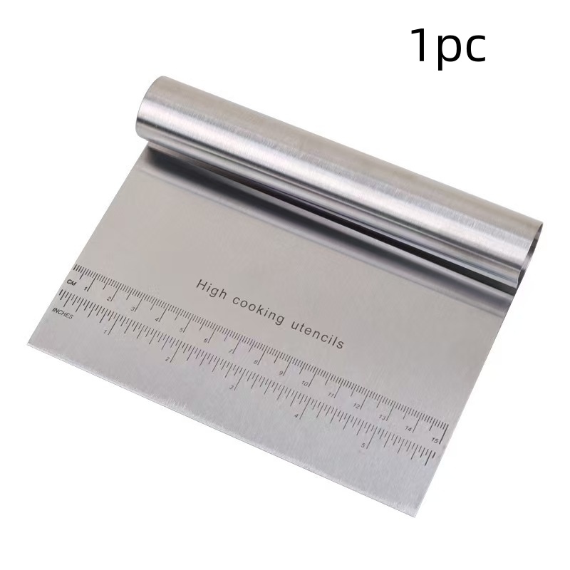 Professional Stainless Steel Bench Scraper with Measuring Scale Precision Dough Cutter & Pastry Scraper
