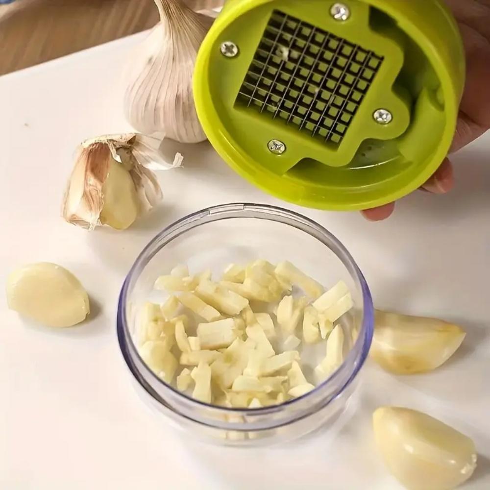 Multifunctional Garlic Press and Stainless Steel Slicer with Storage