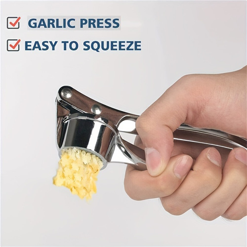 Heavy Duty Aluminum Garlic Press & Multi Tool Durable Restaurant Grade