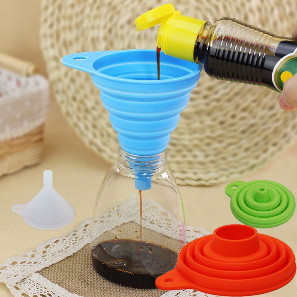 Silicone Collapsible Funnel Set Foldable Funnel for Canning Jars and Bottles