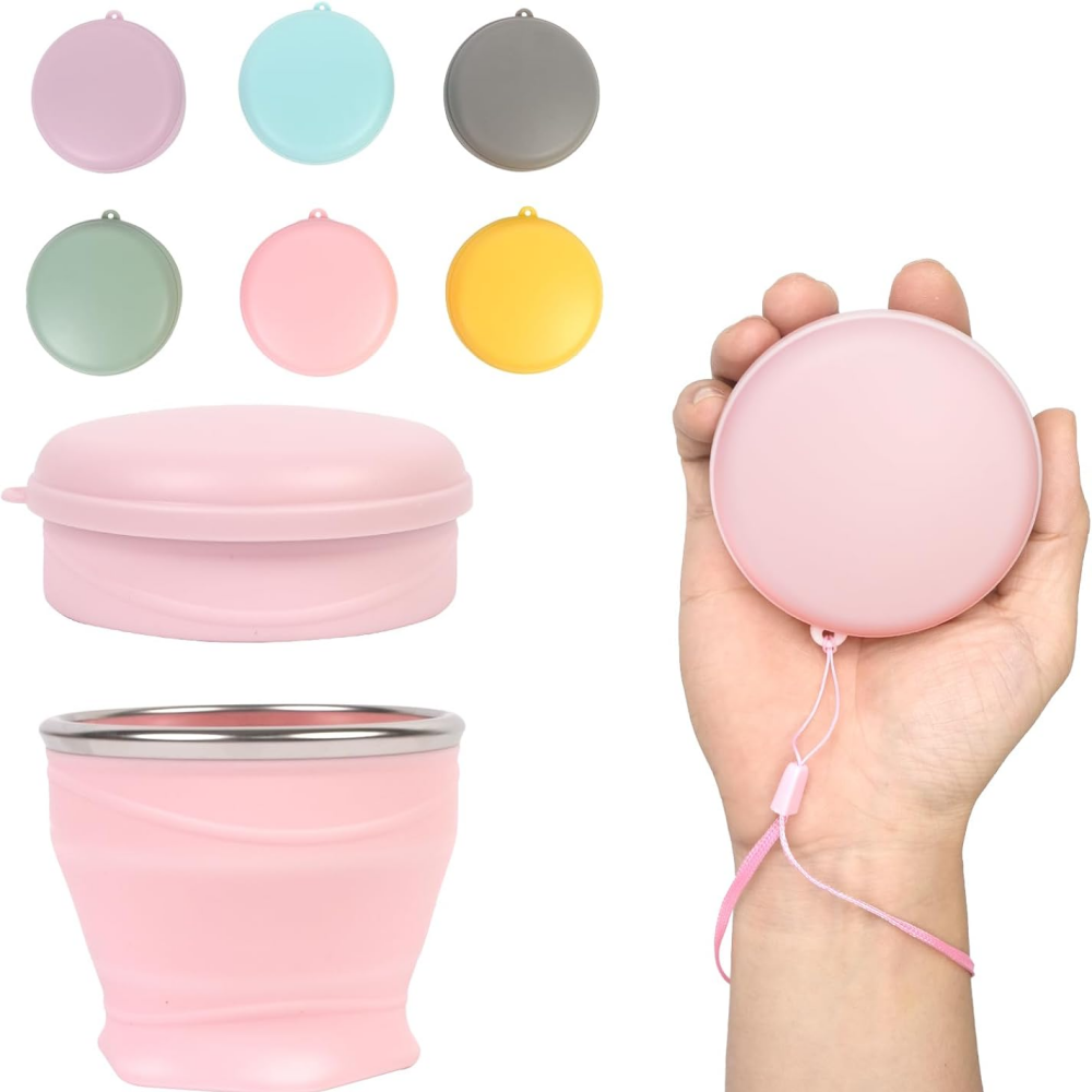 Silicone Foldable Travel Cup with Lid Compact Portable & Leakproof Camping Water Cup