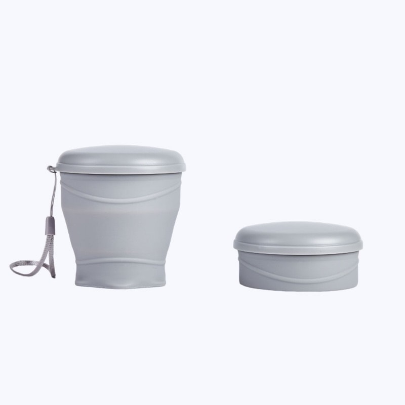 Silicone Foldable Travel Cup with Lid Compact Portable & Leakproof Camping Water Cup