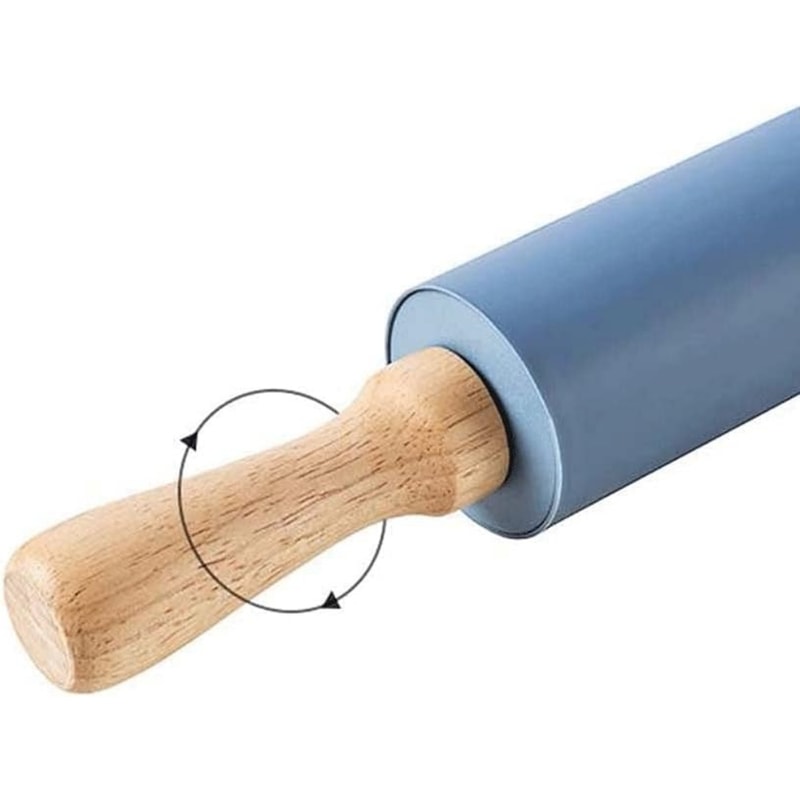 Non Stick Silicone Rolling Pin With Wooden Handle For Easy Baking Rolling Dough 2